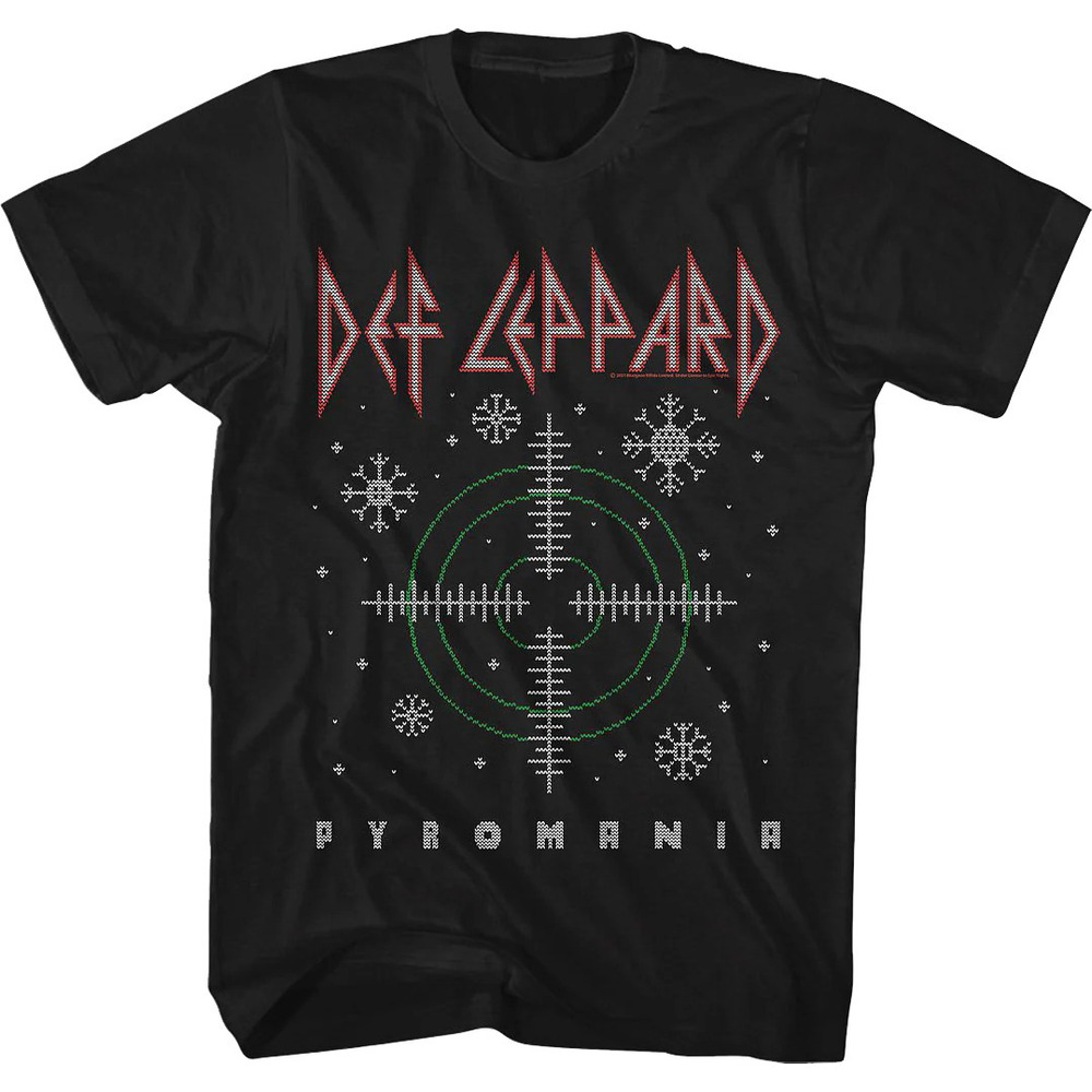 Pyromania Faux Ugly Christmas Sweater Def Leppard Tshirt